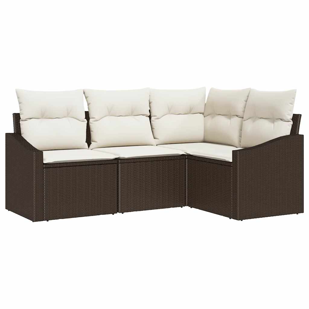 Garten Essgruppe mit Kissen mit Speicher 4 pcs Braun und Creme